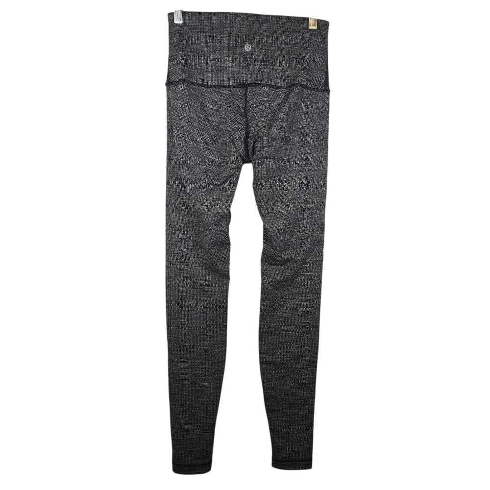 Lululemon Wunder Under Leggings (Hi- Rise) Black & Grey Herringbone Size 6 - Picture 3 of 15